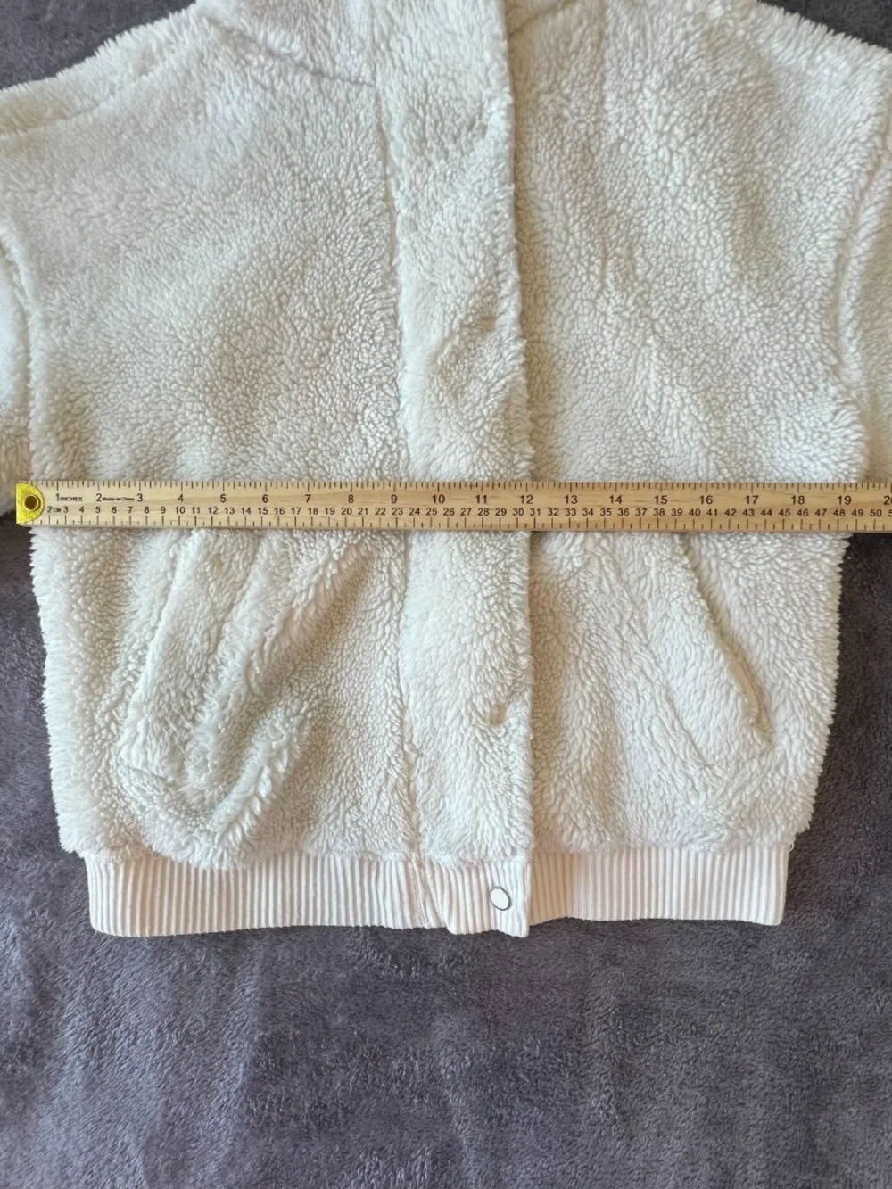 ALO YOGA Sherpa Varsity Bomber Jacket Size Small Ivory Off White Full Zip Coat